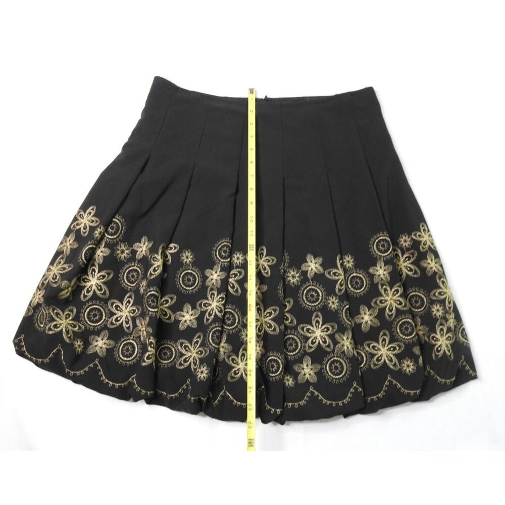 INC International Concepts Black Gold Embroidered Pleated Skirt Sz 10 Bubble - Picture 4 of 8